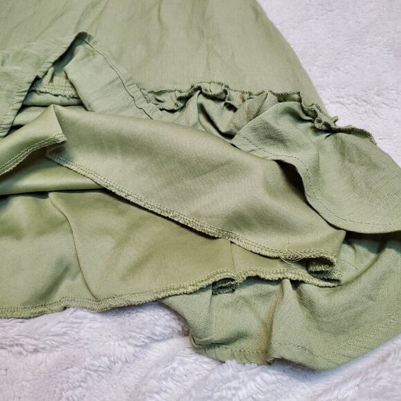 Blue Rain Green Ruffle Sleeveless One Shoulder Bohemian Romantic Fairy Dress L - Picture 3 of 9